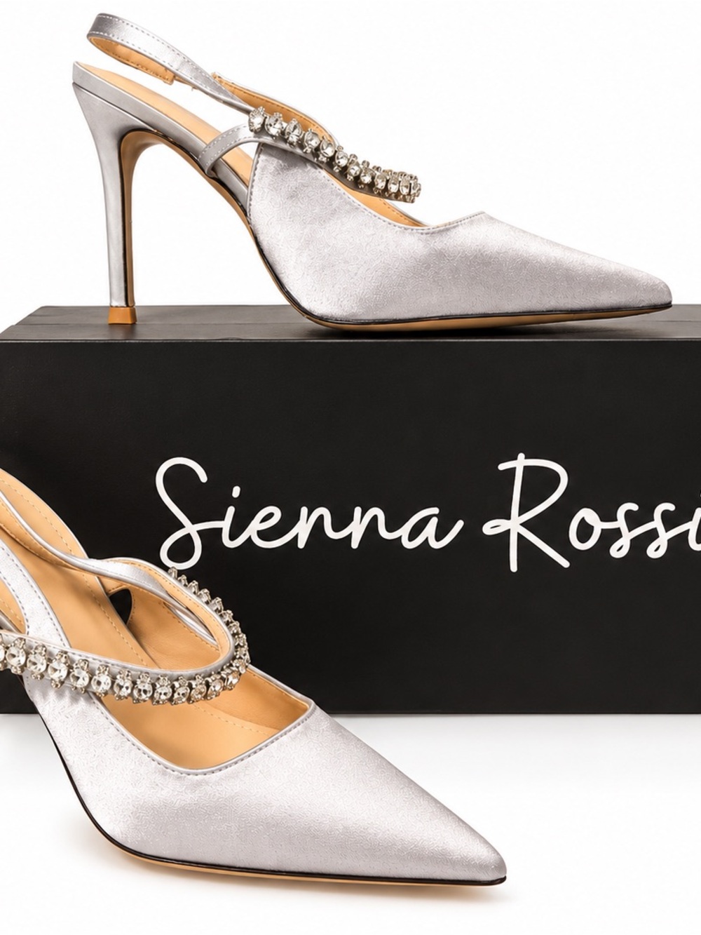 Silver Crystal Slingback Pumps